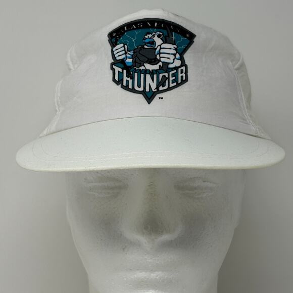 Vintage 90s Las Vegas Thunder Hat Cap White Ice Hockey Snapback 5 Panel A Frame - Picture 2 of 9